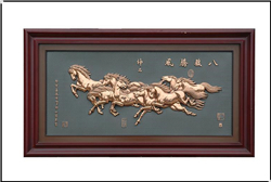 策馬奔騰紫銅浮雕畫