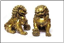 一對銅獅子雕塑 一對銅獅子雕塑