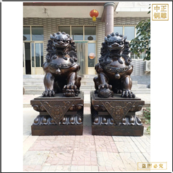 高1米2紫銅色宮門(mén)獅一對(duì)