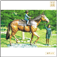 景觀人物騎馬銅雕塑 景觀人物騎馬銅雕塑