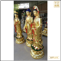 訂購(gòu)寺廟西方三圣銅佛像