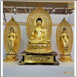 鑄銅貼真金西方三圣佛像 鑄銅貼真金西方三圣佛像