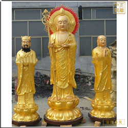 大型一佛二弟子銅佛像 大型一佛二弟子銅佛像