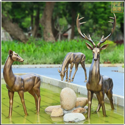 仿銅小區銅鹿雕塑擺件 仿銅小區銅鹿雕塑擺件