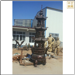 三層圓形銅香爐雕塑 三層圓形銅香爐雕塑